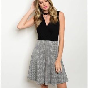 Gilli Black & Gray Checkered Skirt Jersey Dress